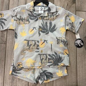 Jurassic World Kids Matching Set in Light Gray & Yellow